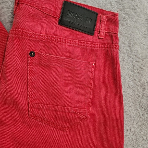 Southpole Jeans Mens 38X30 (Actual 38x28) Red Straight Cotton Y2K Flawed - Picture 14 of 14